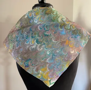 Multidyed Multi Color Bouquet Pattern 21x21 Square Habotai silk. Wear this unique piece in your hair, as a neckerchief, pocket square, or accessorize your dog.
