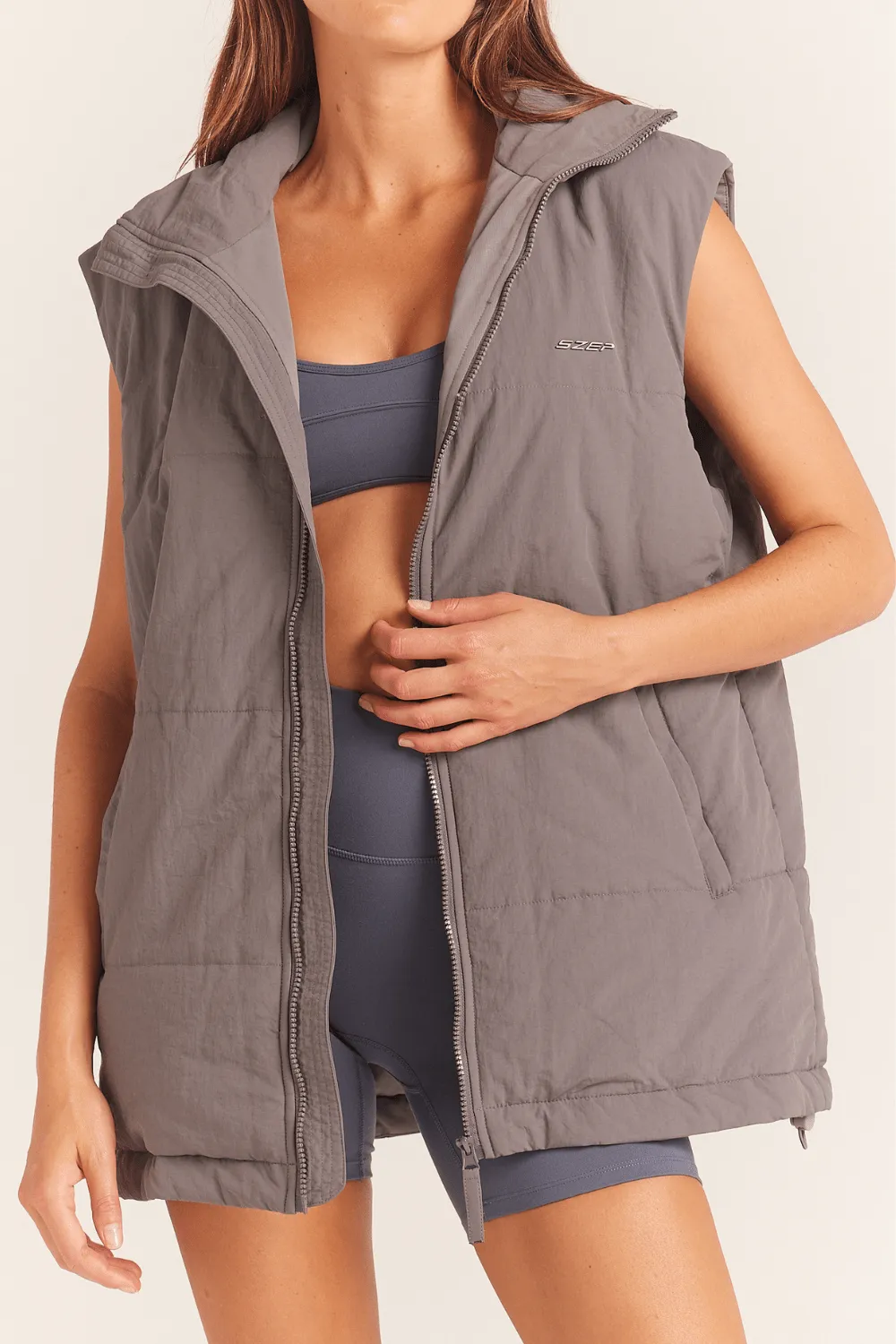 Muse Puffer Vest - Grey Steel