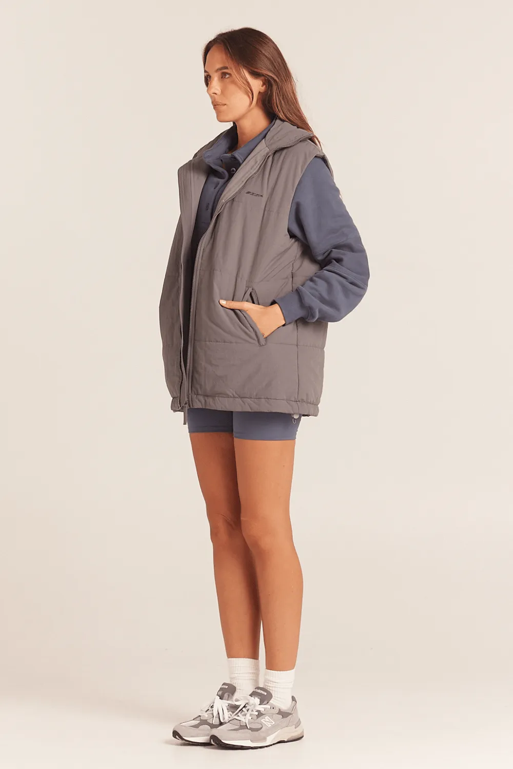 Muse Puffer Vest - Grey Steel