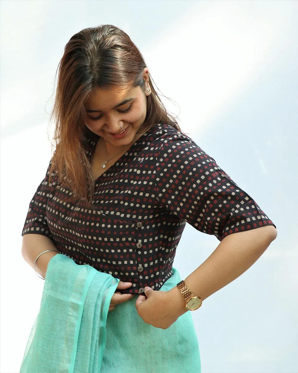 Mylah Hand Block-Printed Cotton Blouse