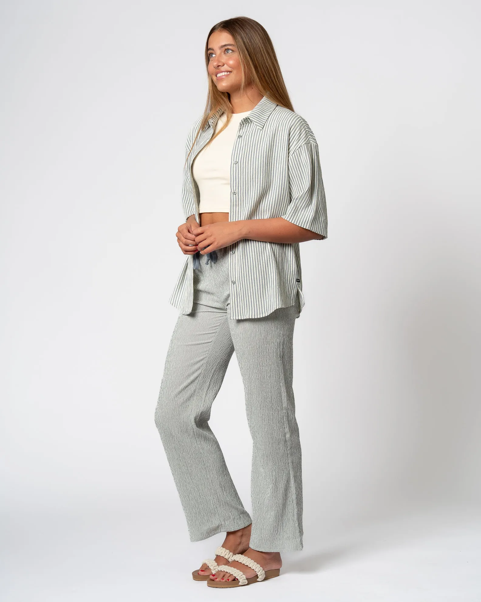Myrtle Seersucker Pants- Blue