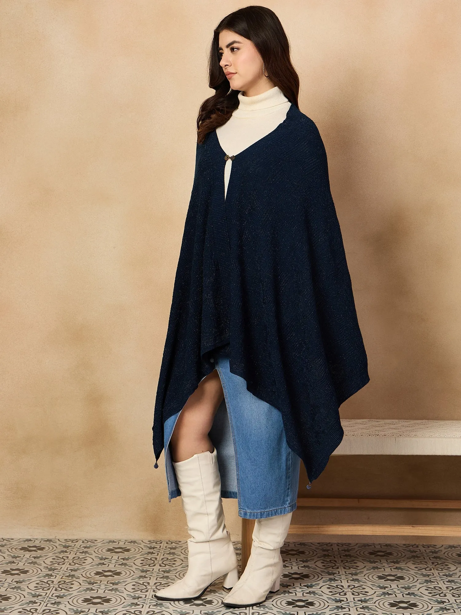 Navy Blue Shimmer Poncho