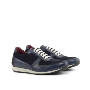 Navy Suede & Black Calf Trainer Sneakers