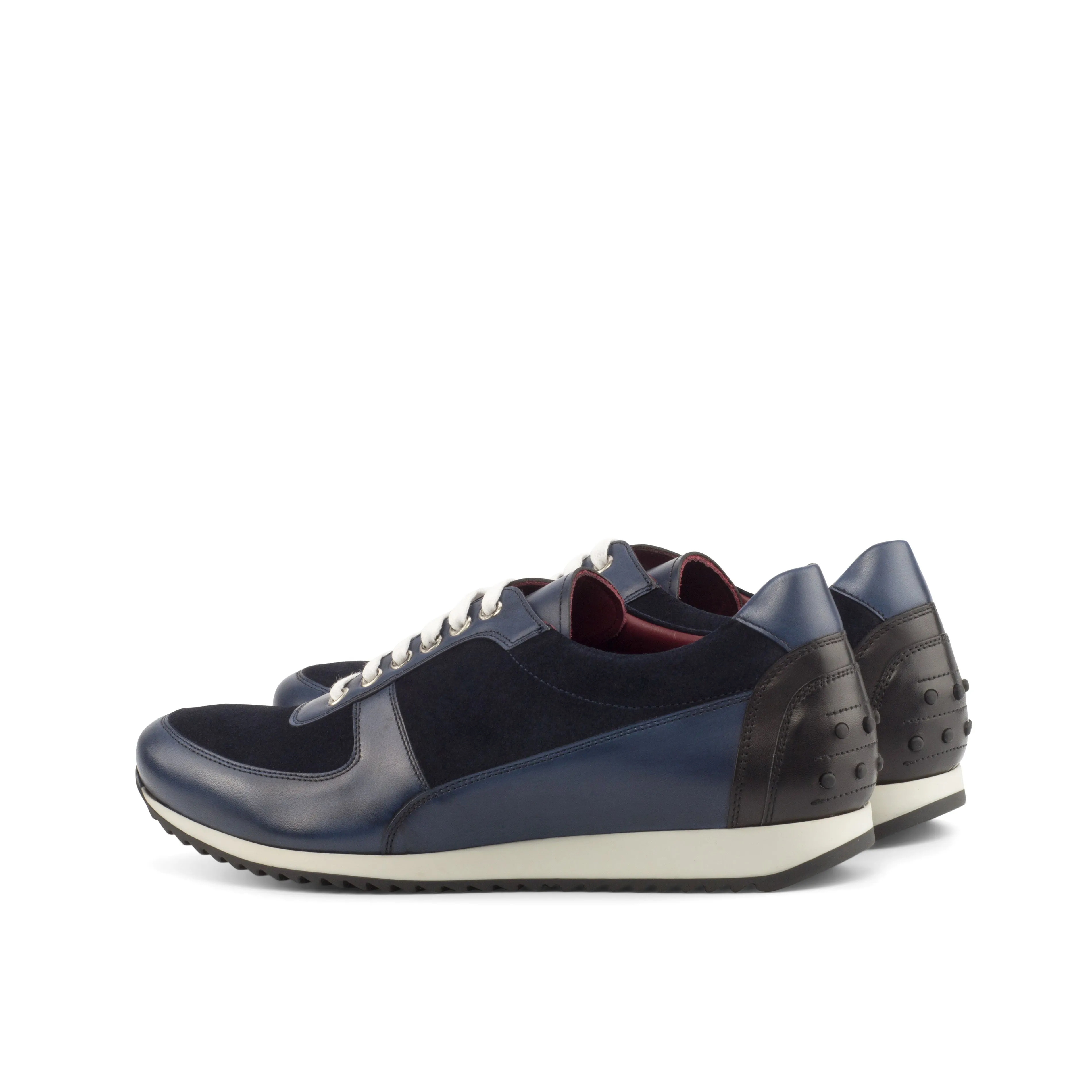 Navy Suede & Black Calf Trainer Sneakers