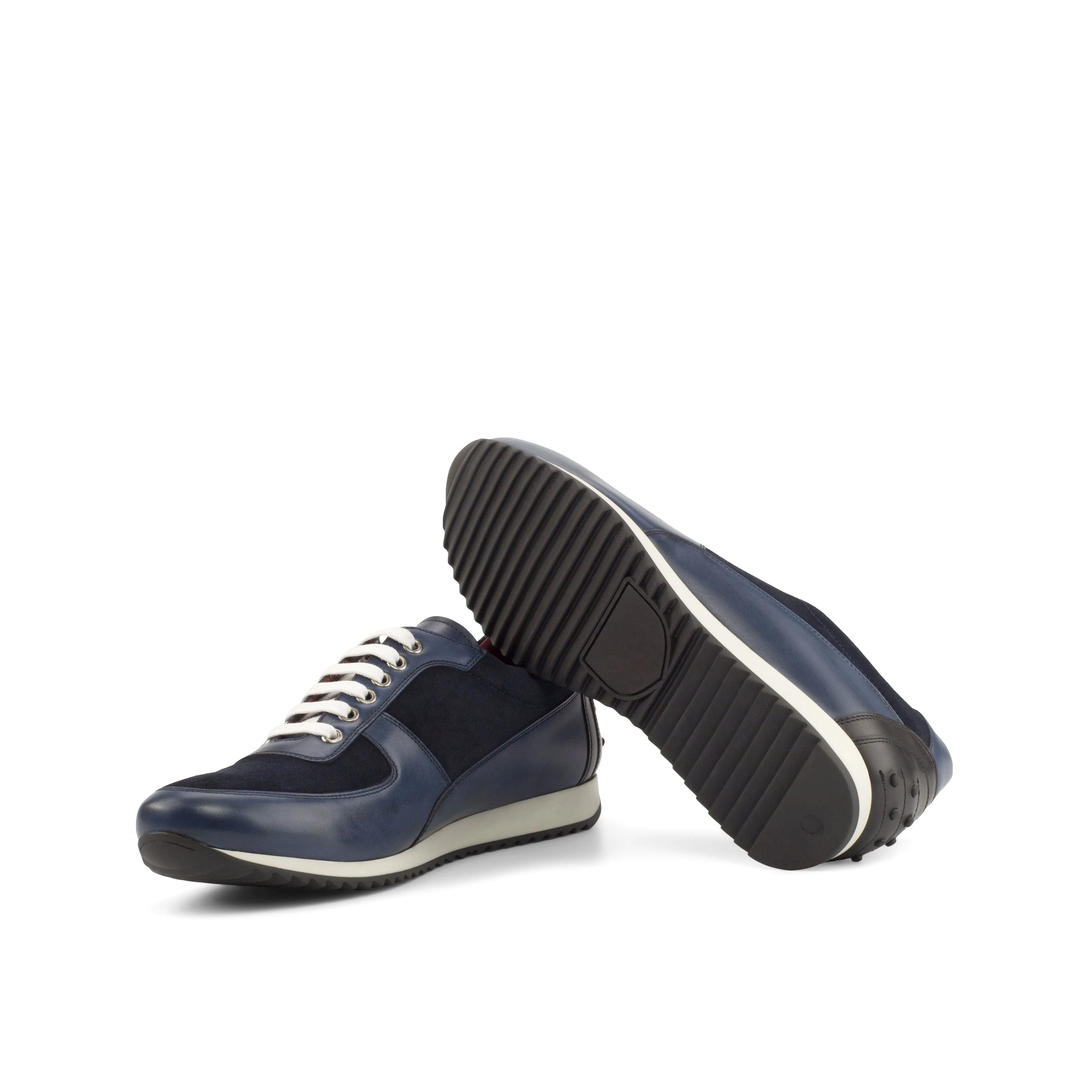 Navy Suede & Black Calf Trainer Sneakers