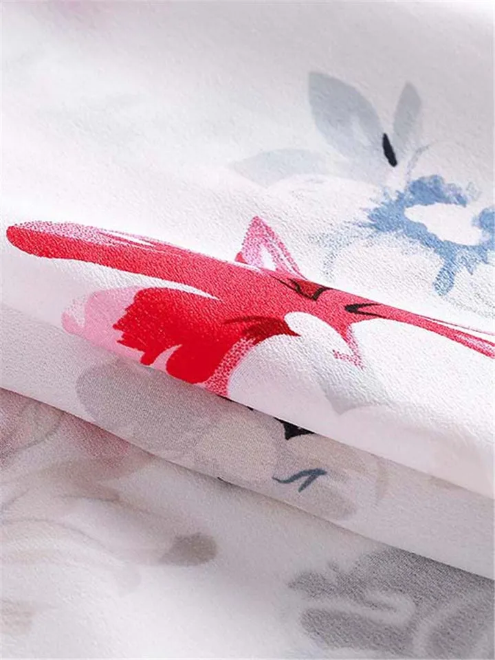 New Casual Fashion Long Sleeve Printed Lapel Women's Blouses