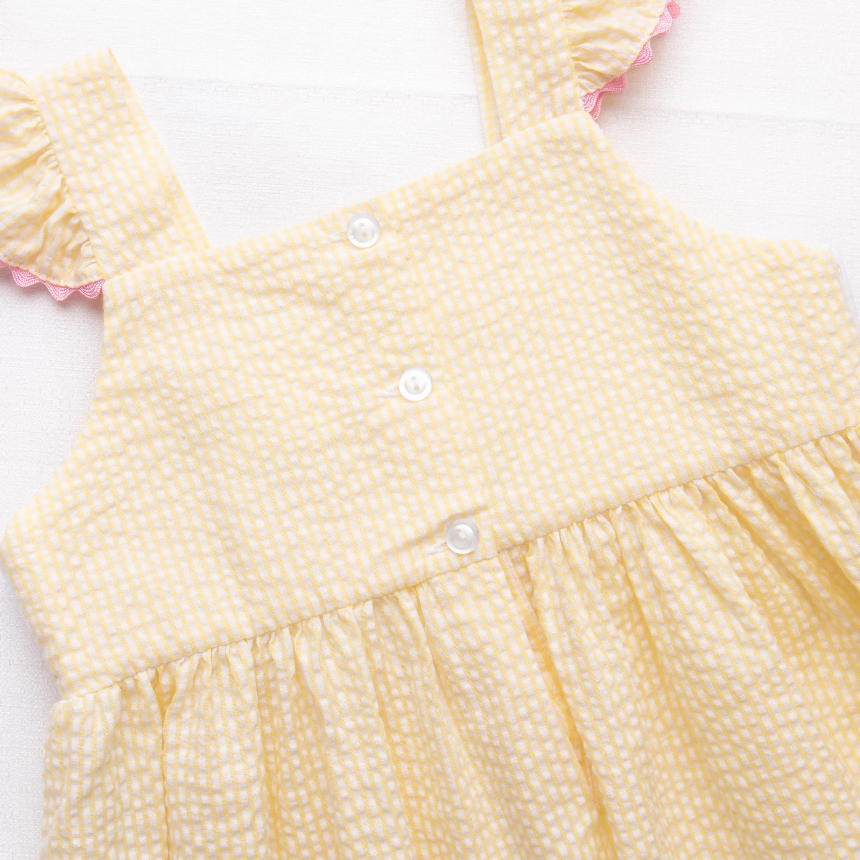New Heights Smocked Dress, Yellow Seersucker