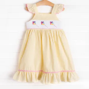 New Heights Smocked Dress, Yellow Seersucker