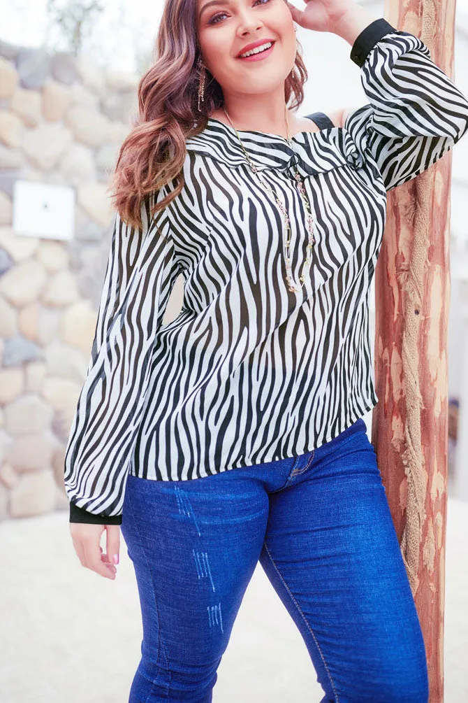 New Printed Bottoming Shirt Slanted Shoulder Sling Bubble Long Sleeve Leopard Print Top