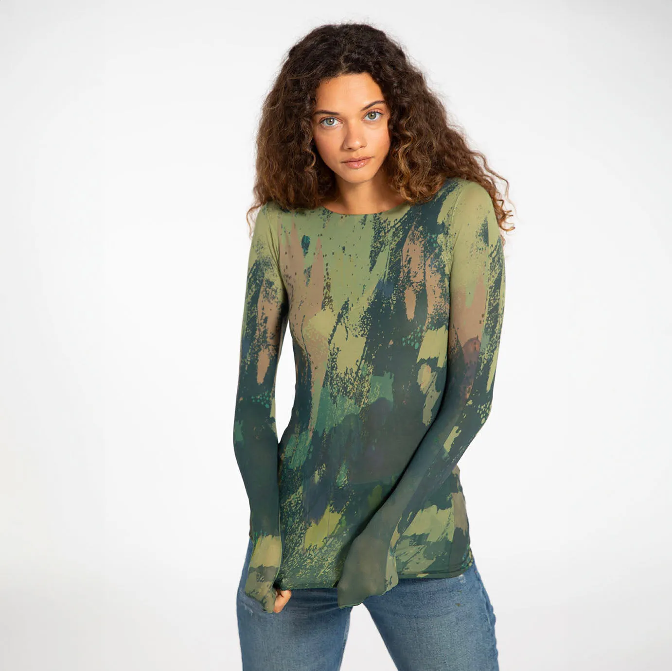 NEW! Serenity Second Skin Raw Edge Top in Moss by AMB Designs