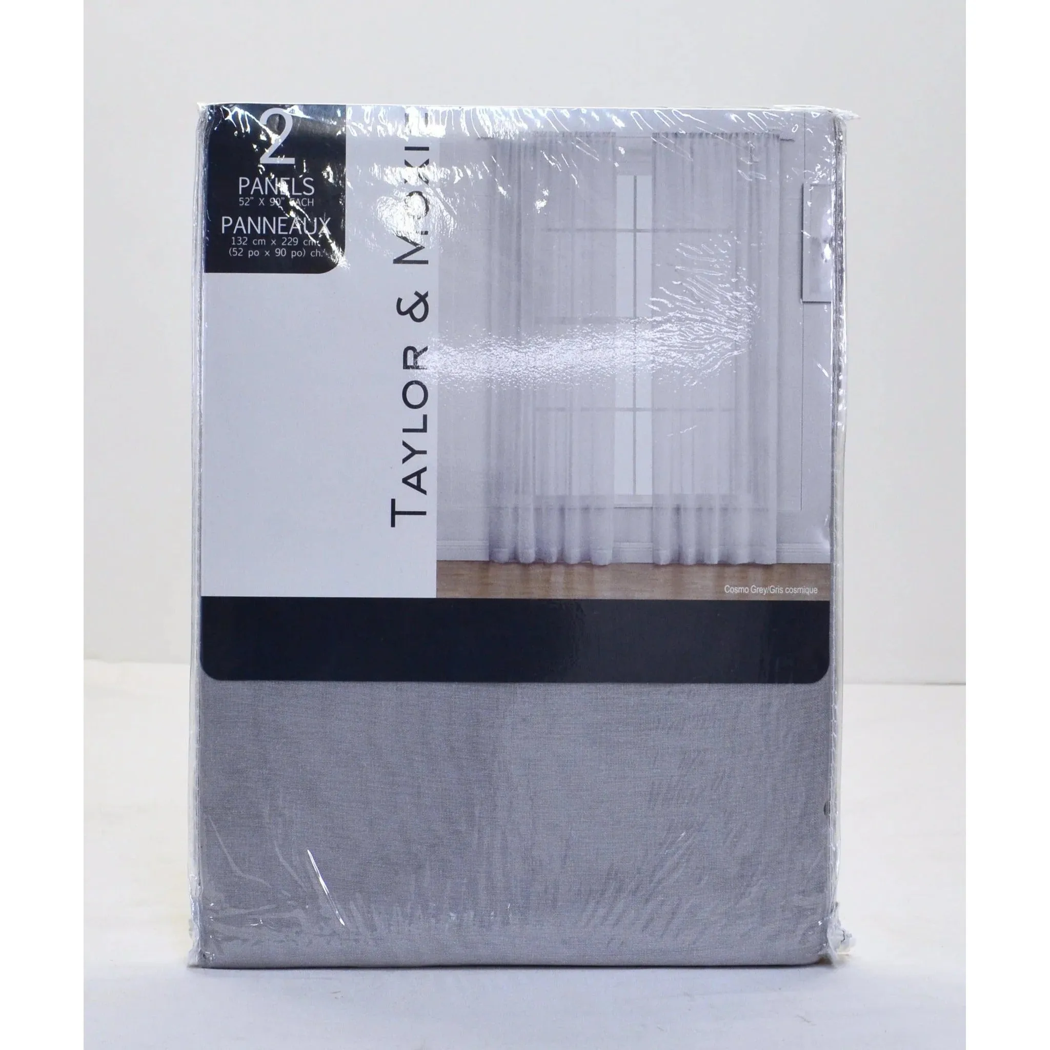 New Silk Home Cosmo Sheer Curtains, 2-Panels! 52"X 90". Winner can buy 2nd set @ winning bid! Grey