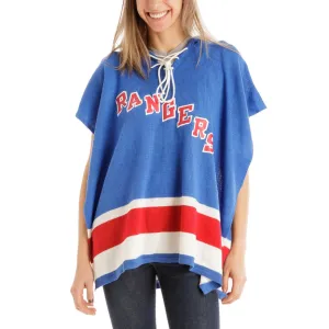 New York Rangers NHL Stylish Knitted Cowl Hood Poncho (One Size Fits Most)