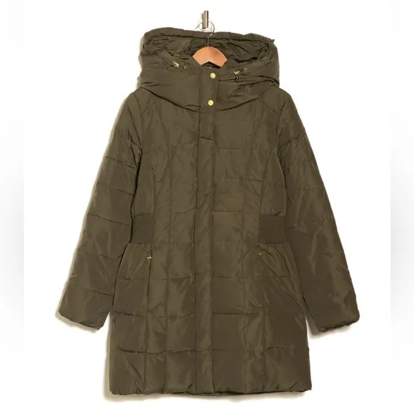 NWT Cole Haan Down Feather Long Puffer Hooded Parka Coat