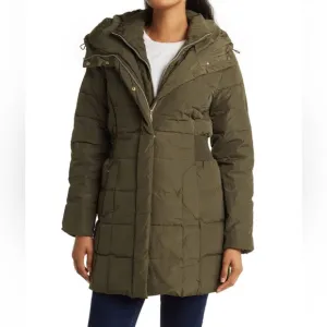 NWT Cole Haan Down Feather Long Puffer Hooded Parka Coat