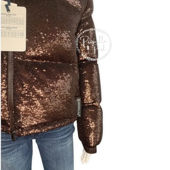 NWT Moncler Rimac Sequin Down Jacket Puffer Coat