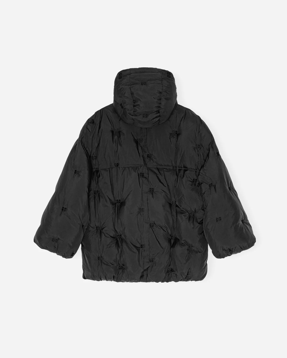 Nylon Tech Puffer Midi Jacket - Black