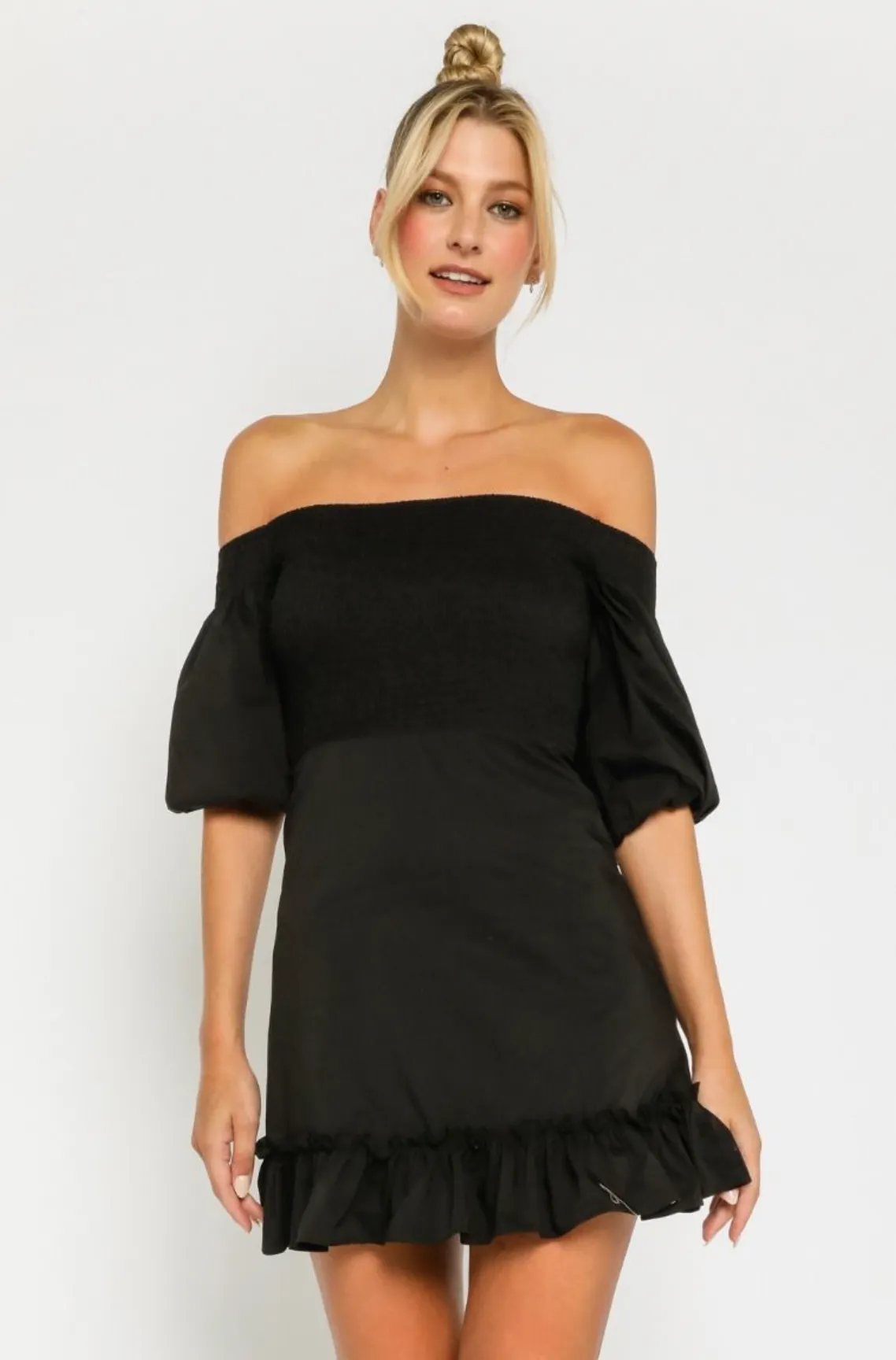 Off Shoulder Smocked Dress