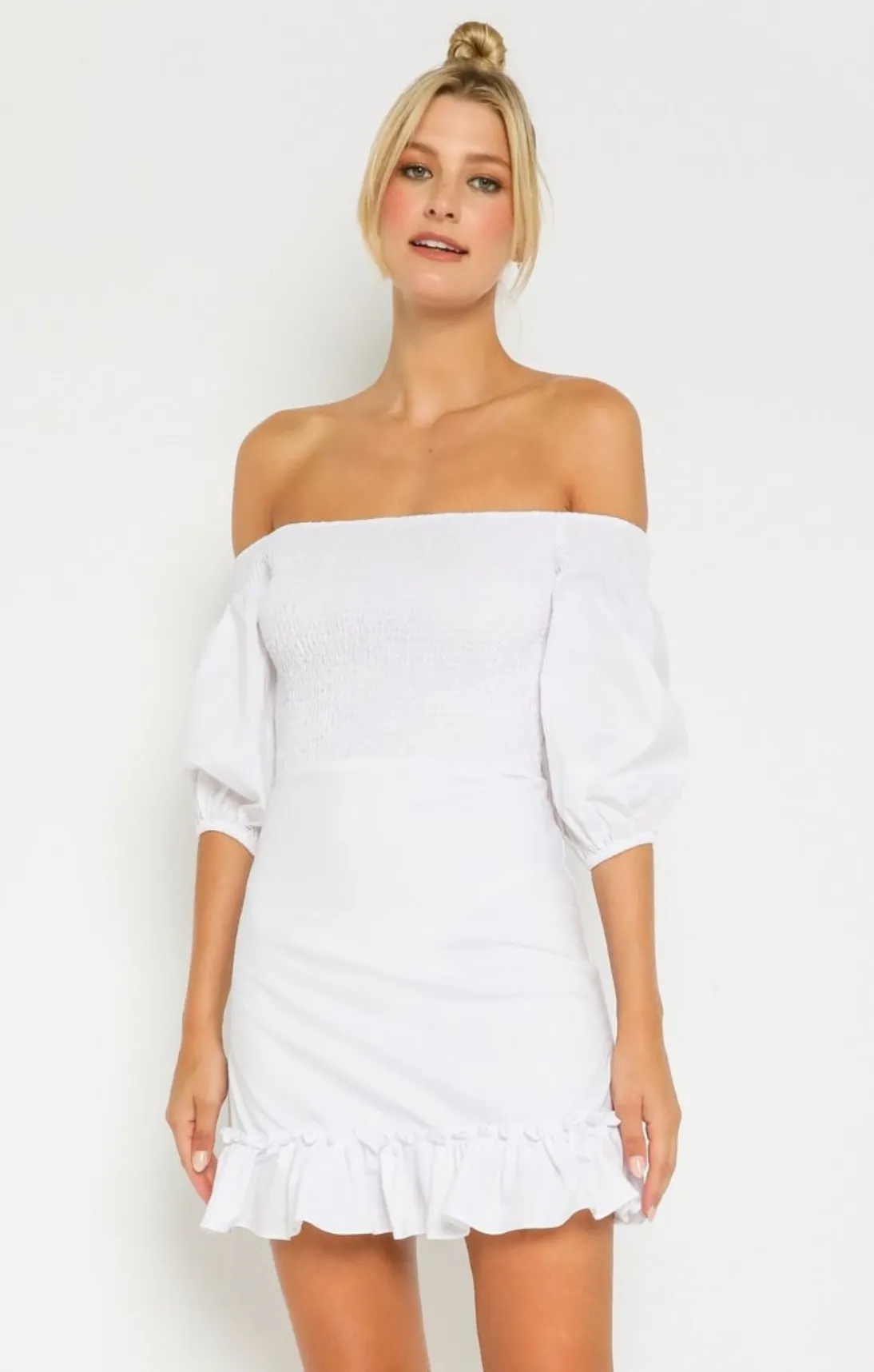 Off Shoulder Smocked Dress