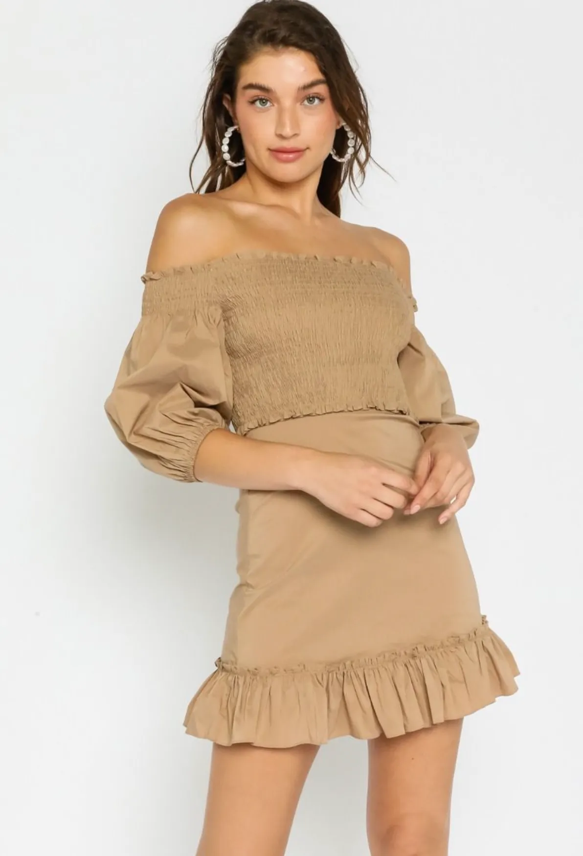 Off Shoulder Smocked Dress