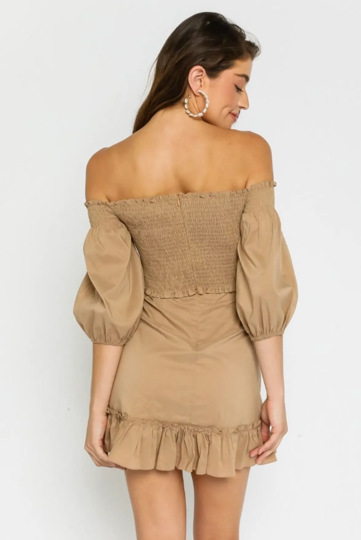 Off Shoulder Smocked Dress