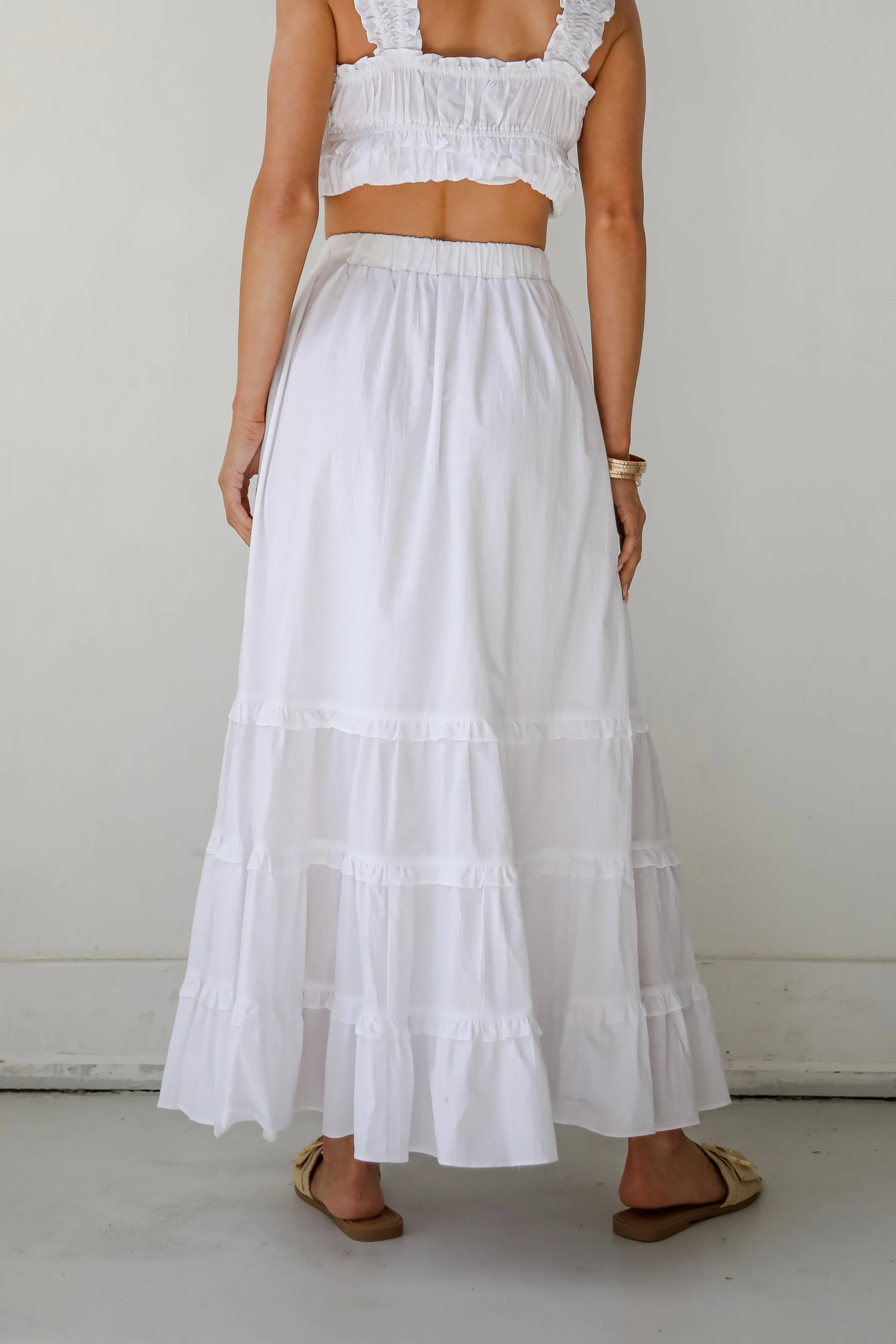 Oh-So-Darling White Ruffle Maxi Skirt