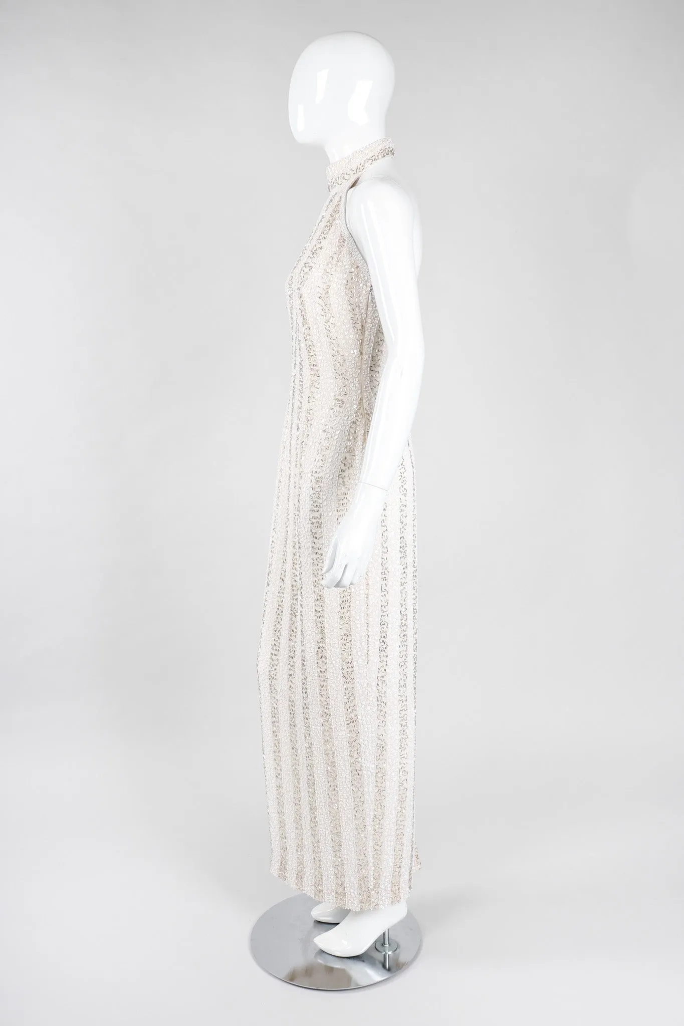 Old Hollywood Beaded Halter Gown