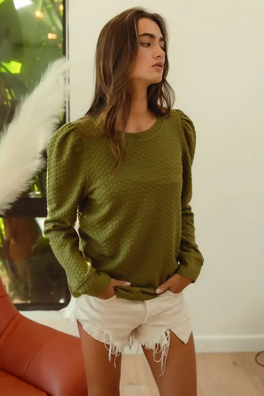 OLIVE PUFF SLEEVE TOP