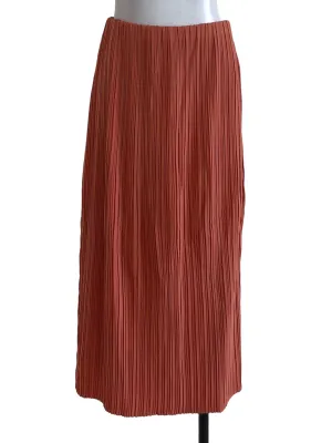 Orange Pleated Midi Skirt LB