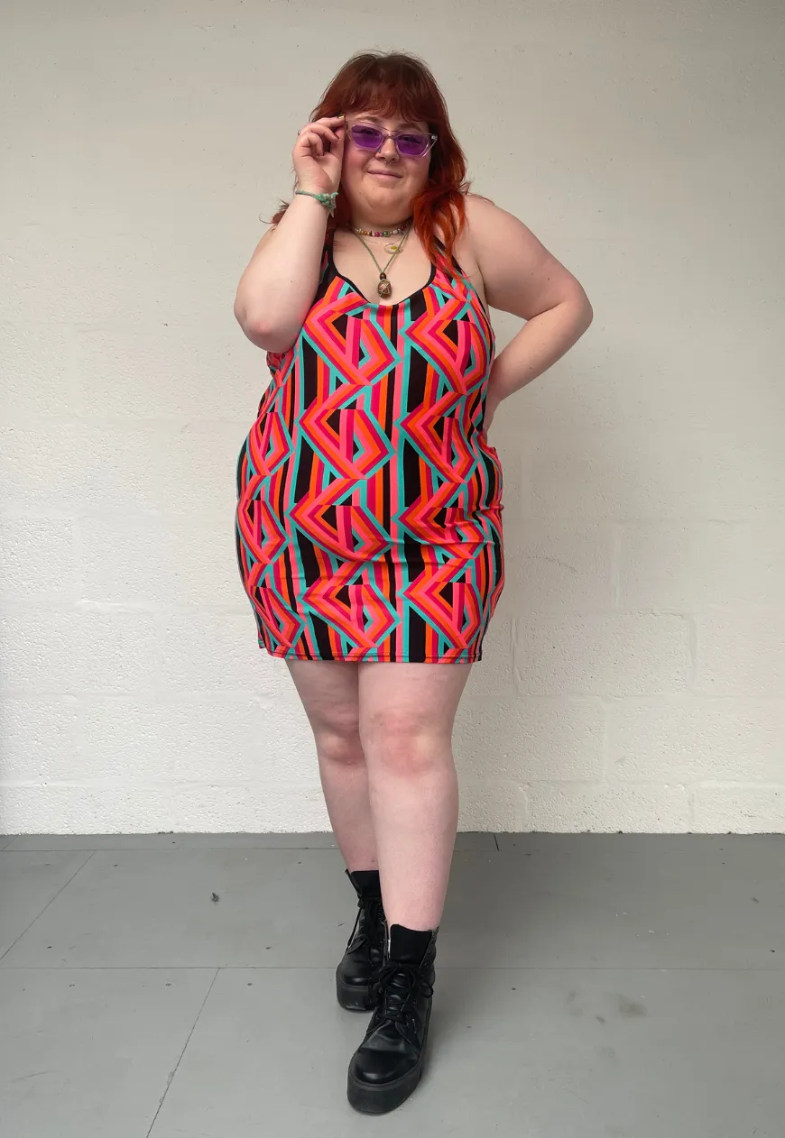 ORANGE PRINT HALTER DRESS