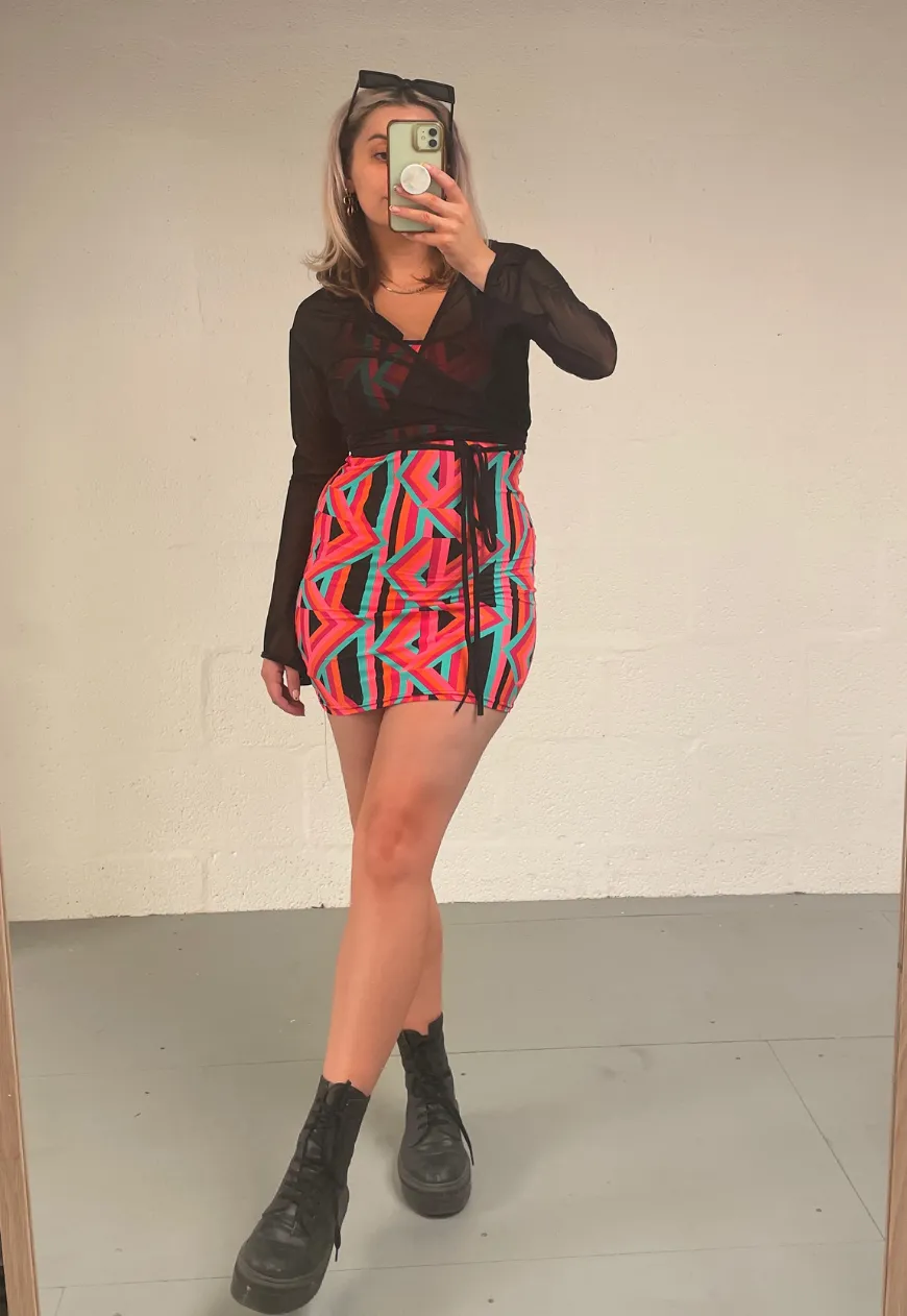ORANGE PRINT HALTER DRESS