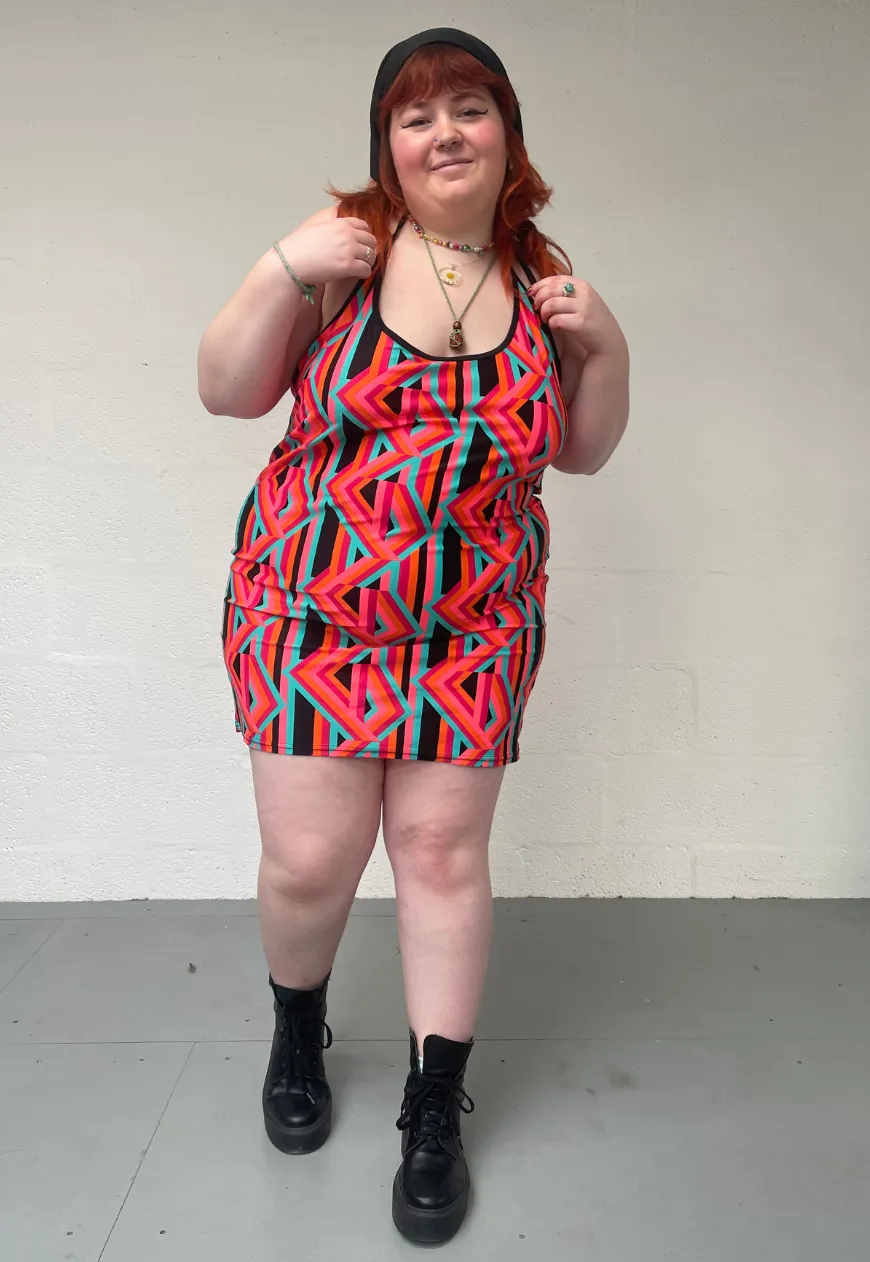 ORANGE PRINT HALTER DRESS