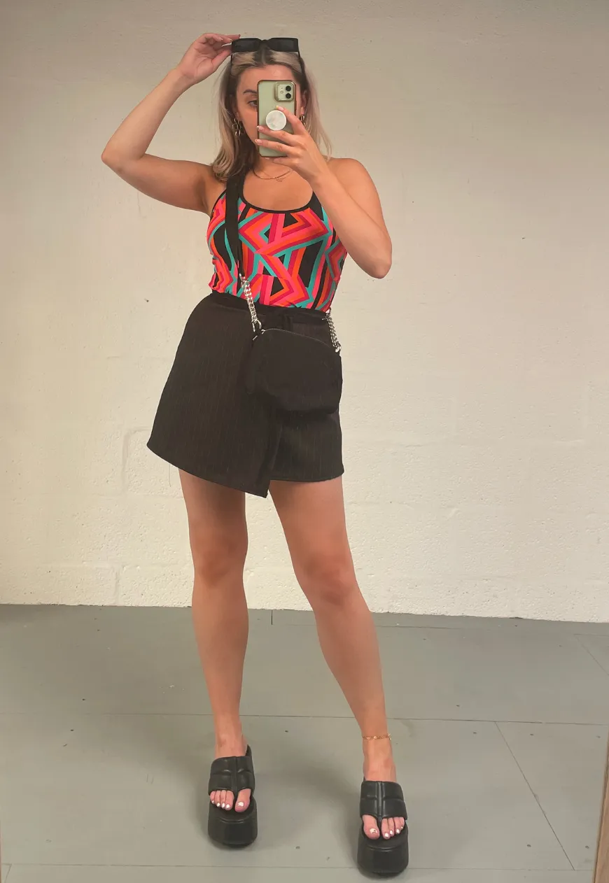 ORANGE PRINT HALTER DRESS