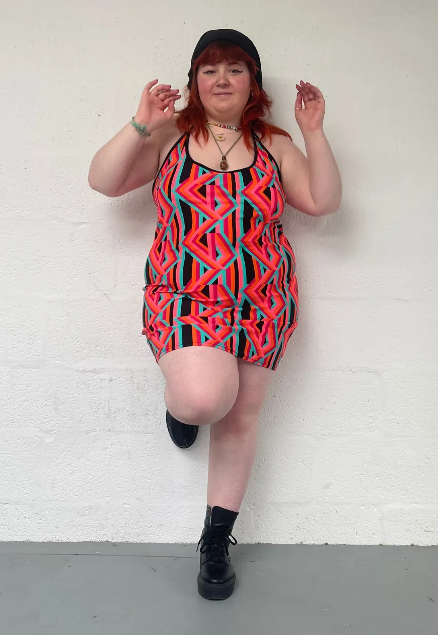 ORANGE PRINT HALTER DRESS
