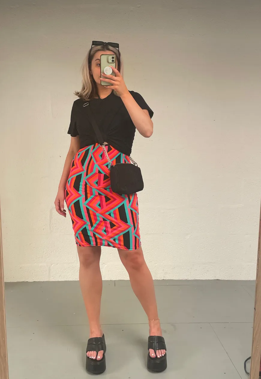 ORANGE PRINT HALTER DRESS