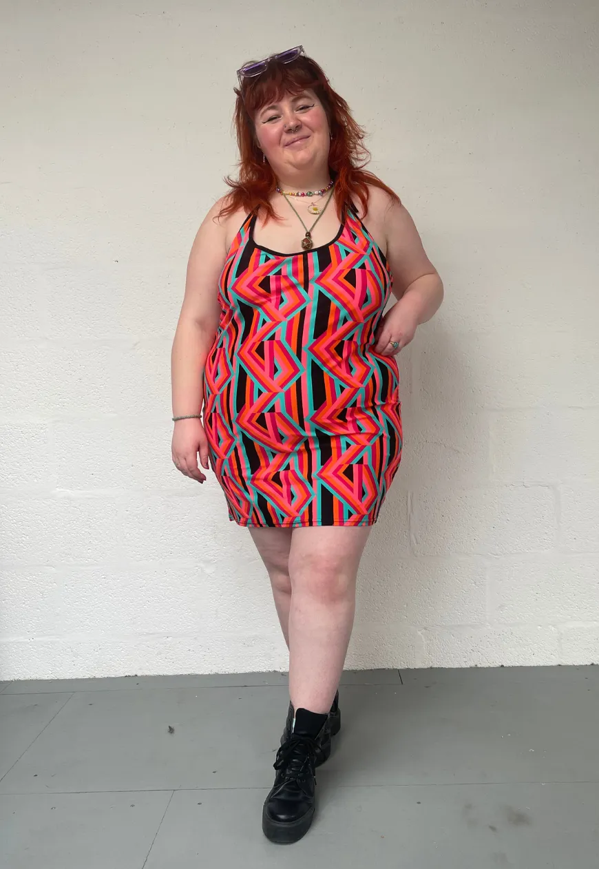 ORANGE PRINT HALTER DRESS