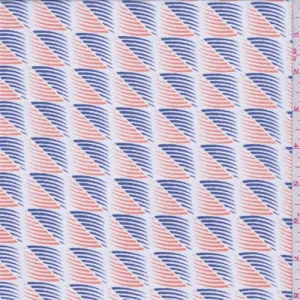 Orange/Violet Blue Geometric Wave Chiffon Fabric