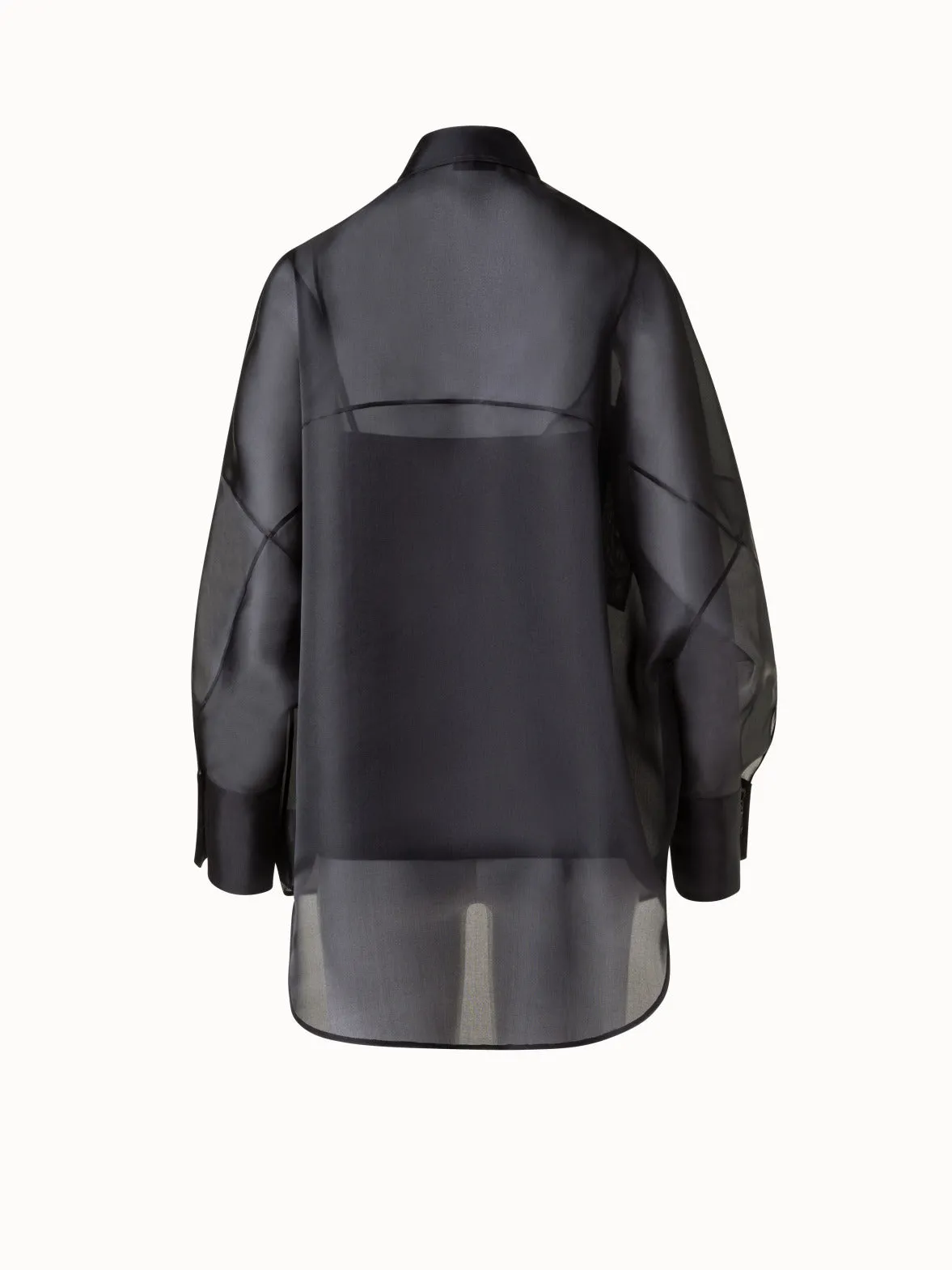 Oversized Semi-Sheer Silk Organza Shirt Blouse