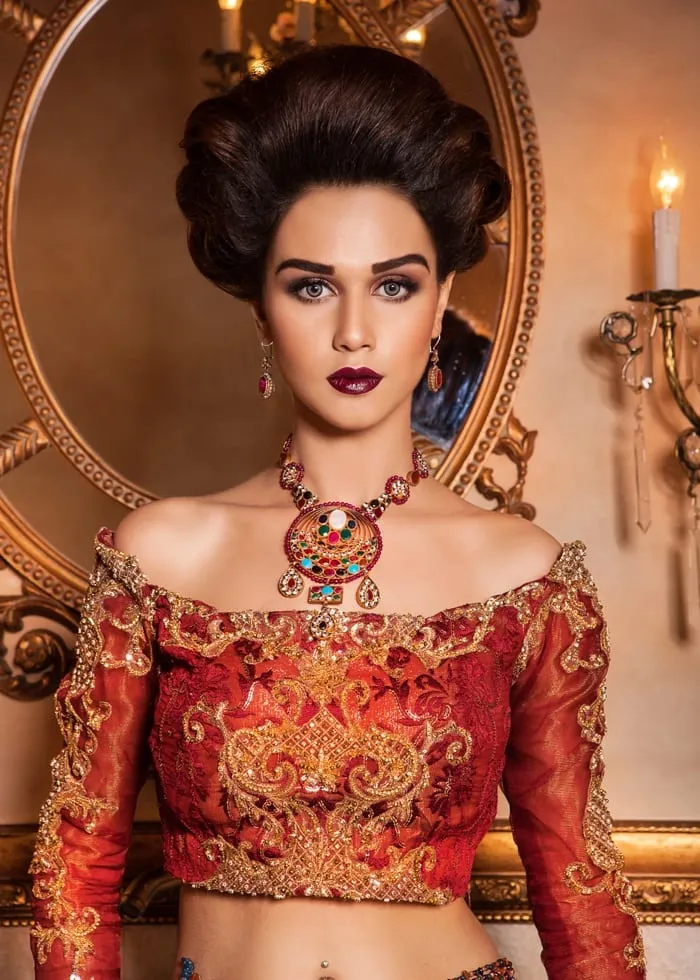 Pakistani Raw Silk Bridal Lehnga Choli #N7078