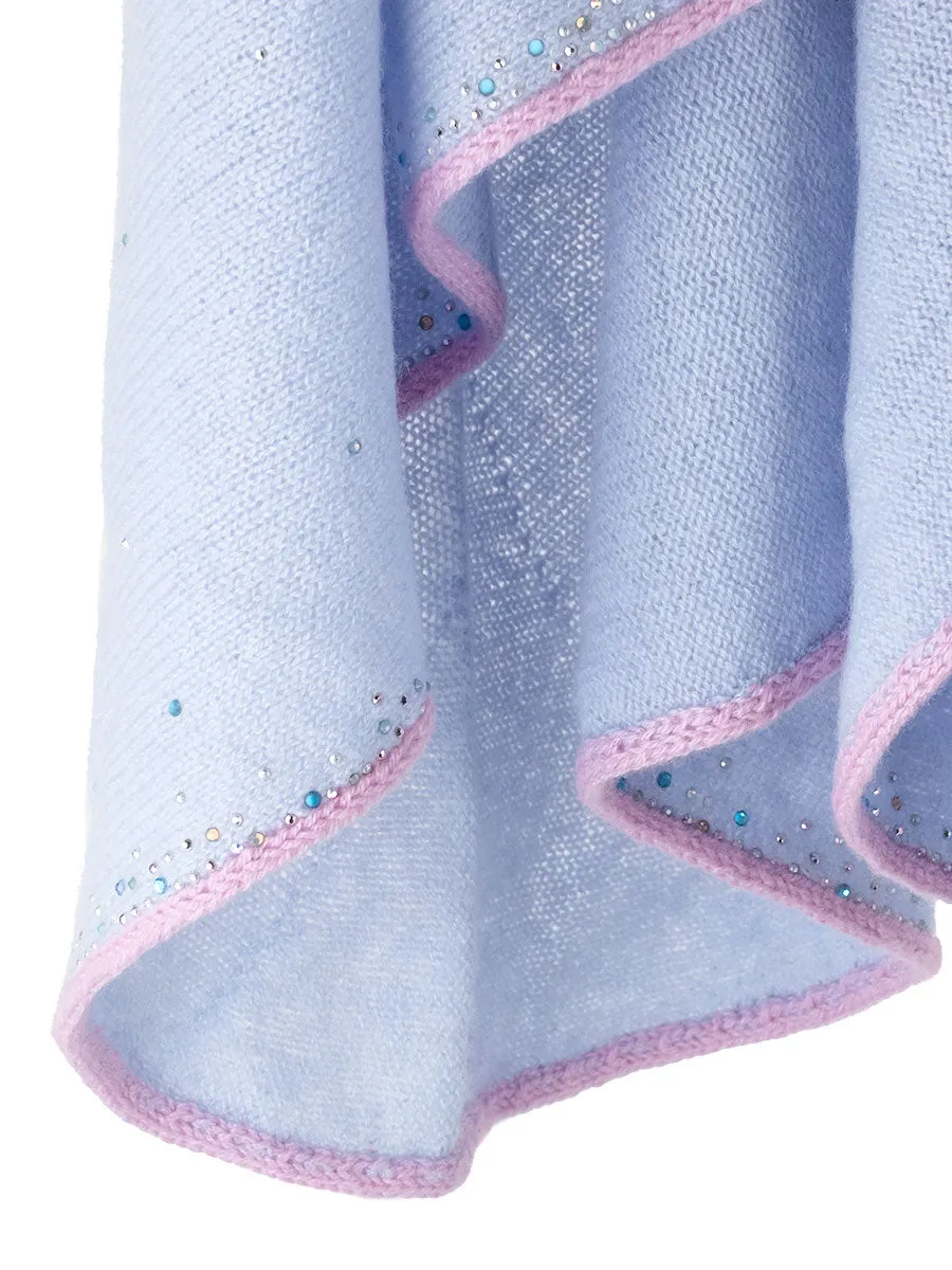 'Pale Blue' Tissue Weight Epaulette Poncho- size M/L