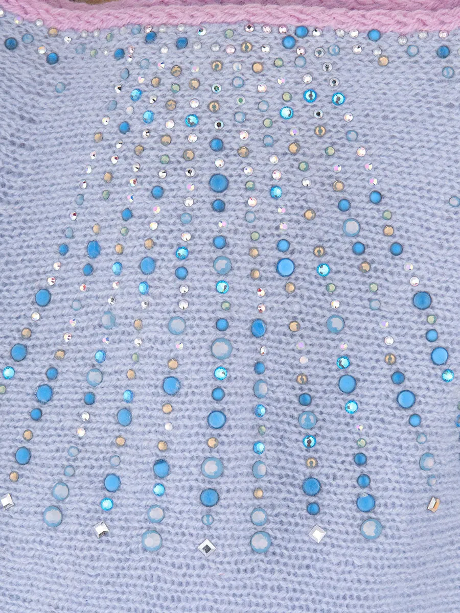 'Pale Blue' Tissue Weight Epaulette Poncho- size M/L