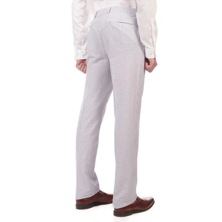 Palm Beach 'Original' Navy/White Seersucker Flat Front Pant Big and Tall