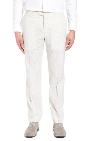 Palm Beach 'Original' Tan/White Seersucker Flat Front Pant Big and Tall