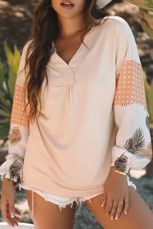 Palm Leaves Polka Dot Loose Blouse