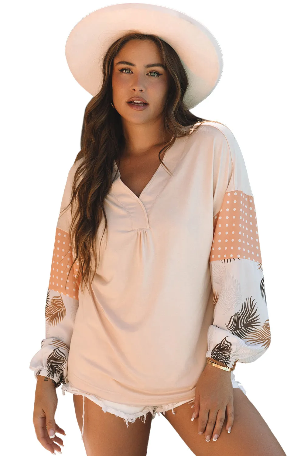 Palm Leaves Polka Dot Loose Blouse