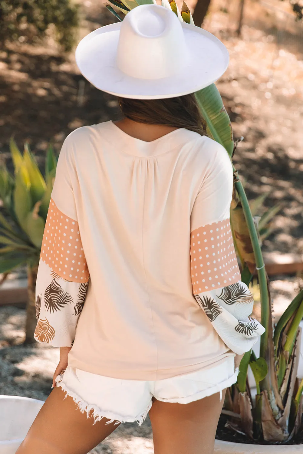 Palm Leaves Polka Dot Loose Blouse