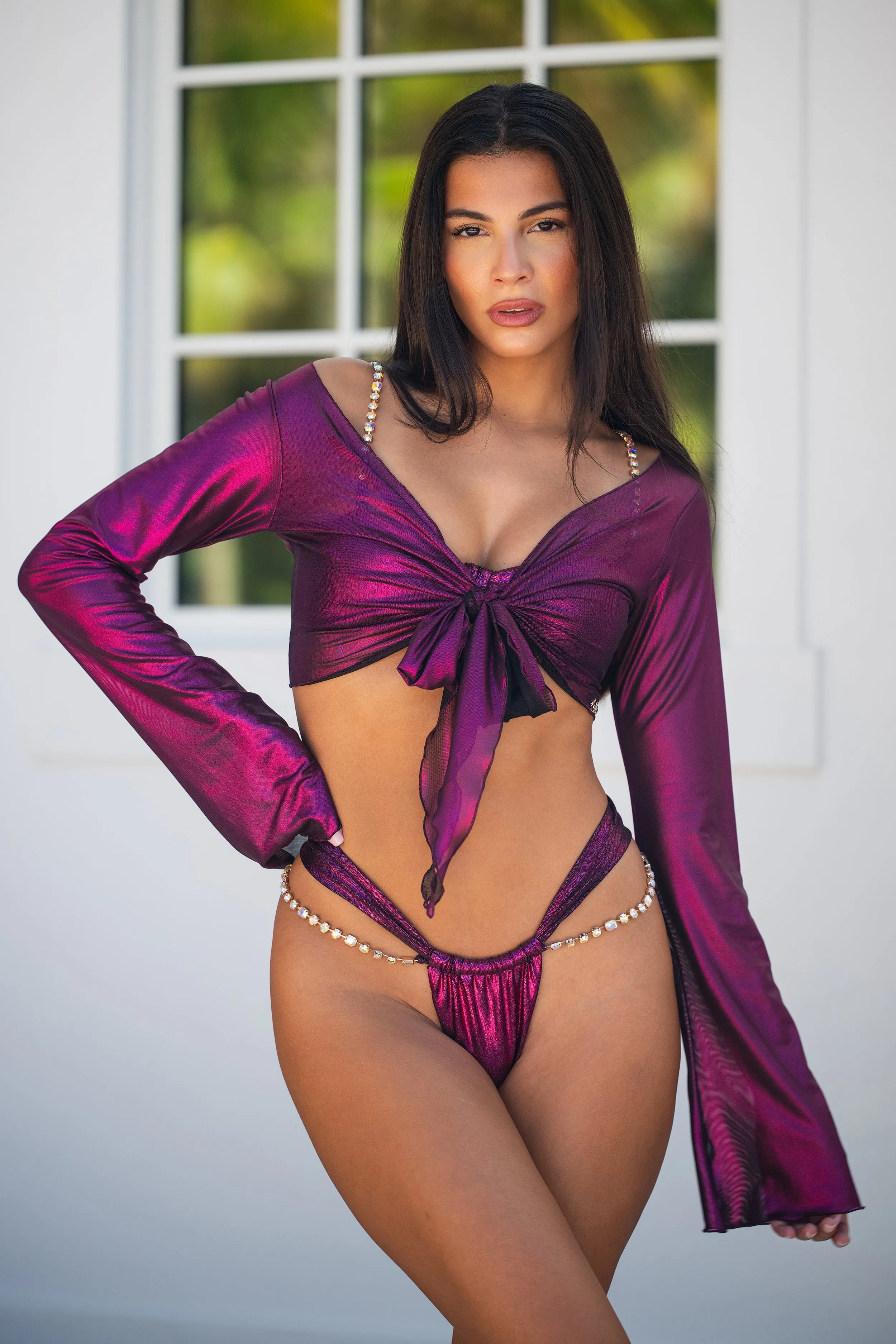 Palmer Long Sleeve Crop Mulberry