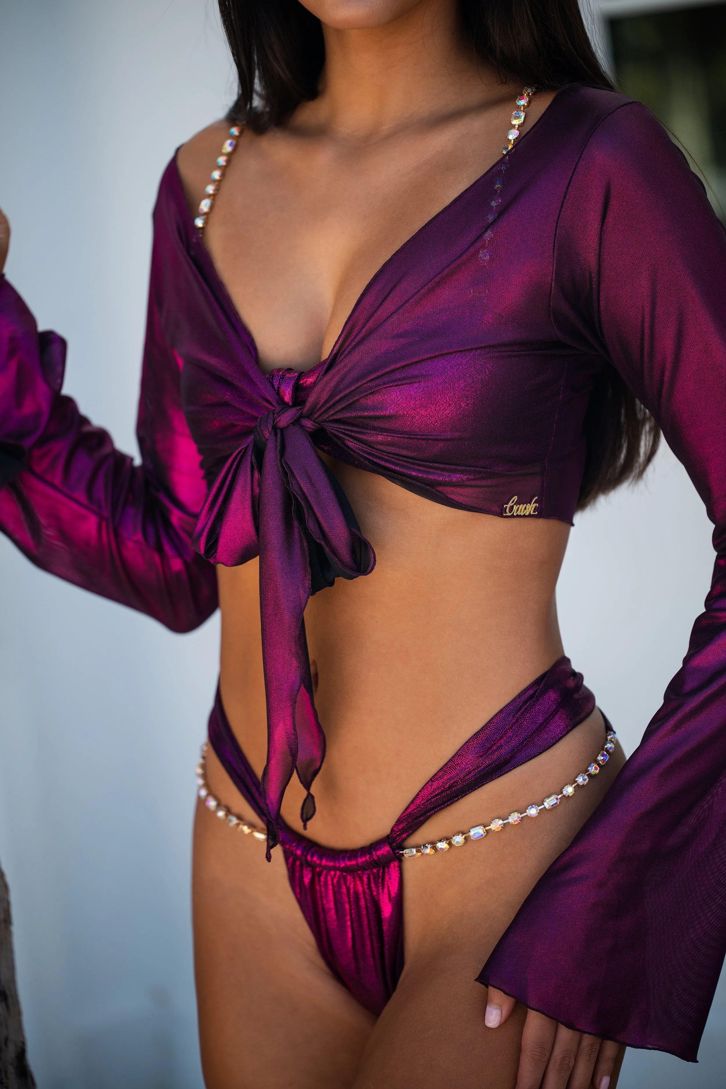 Palmer Long Sleeve Crop Mulberry