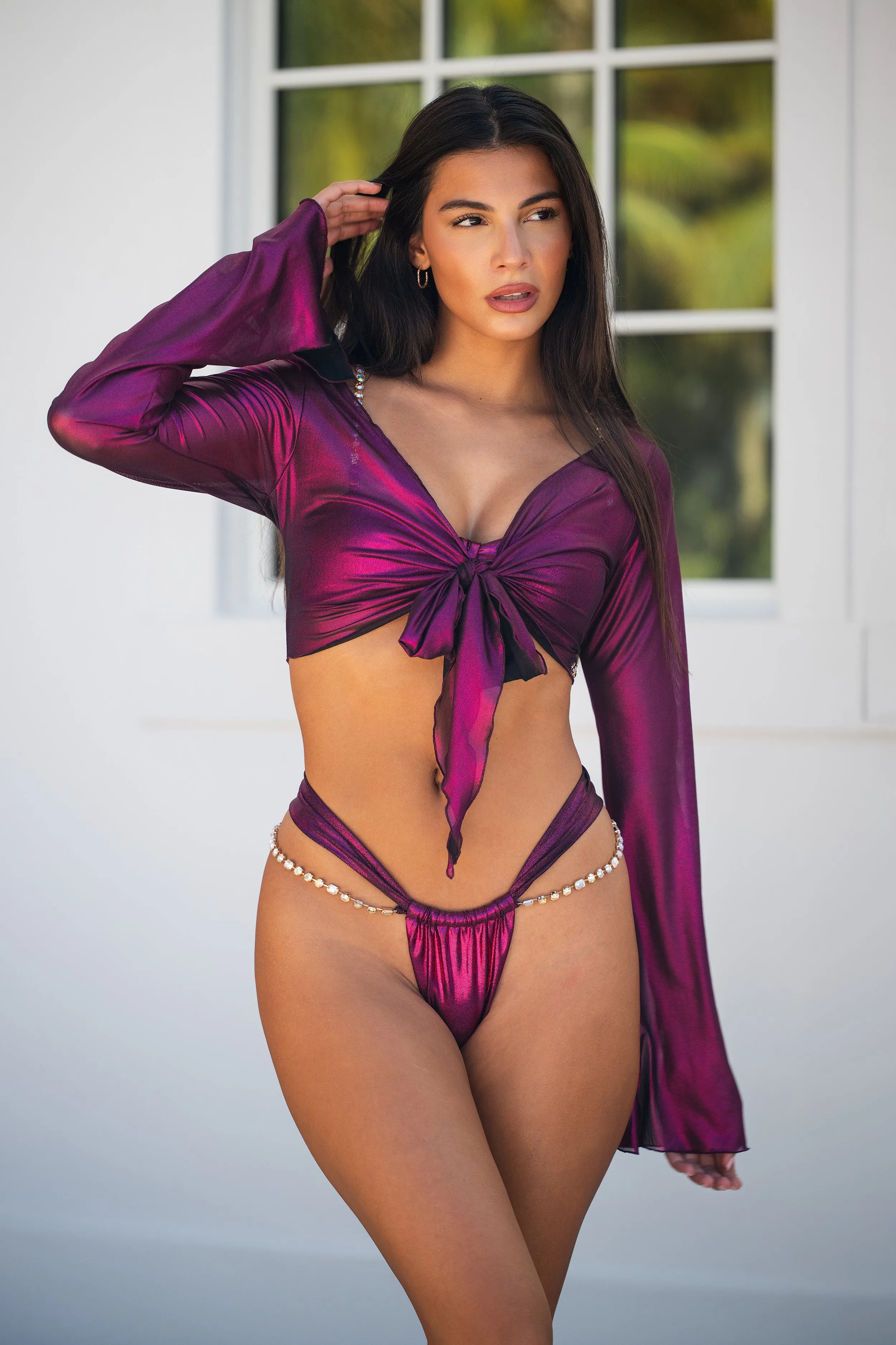 Palmer Long Sleeve Crop Mulberry