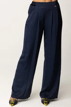 Pantaloni Palazzo con Dettagli In Velluto