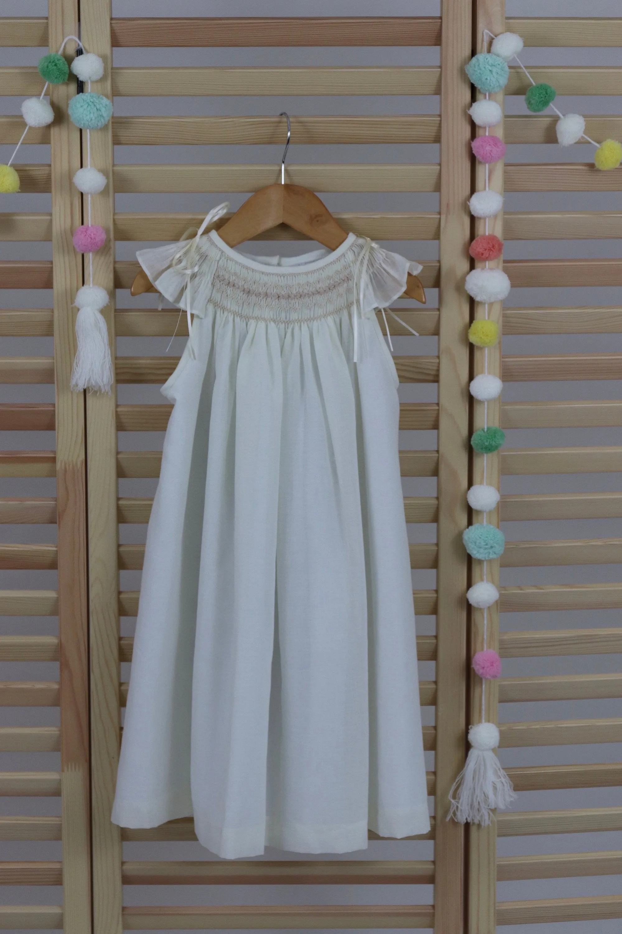 Pastel Ivory  Matching  Sisters Dress, Flower Girl Dress, Hand Made Smocked Dresses, Bishop Dress.